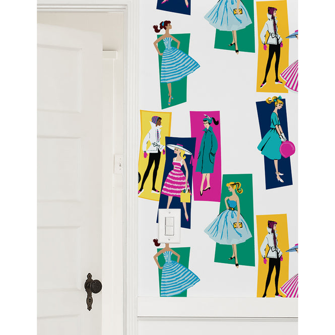 はがせる シール壁紙 wallshoppe / Barbie x wallshoppe / Mod Shapes Emerald Berry