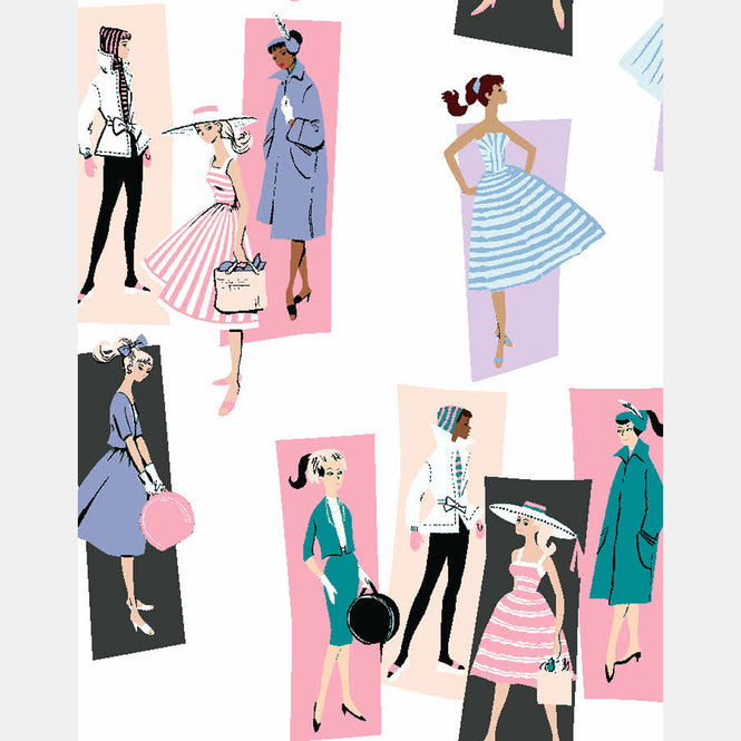 はがせる シール壁紙 wallshoppe / Barbie x wallshoppe / Mod Shapes Lavender Peach