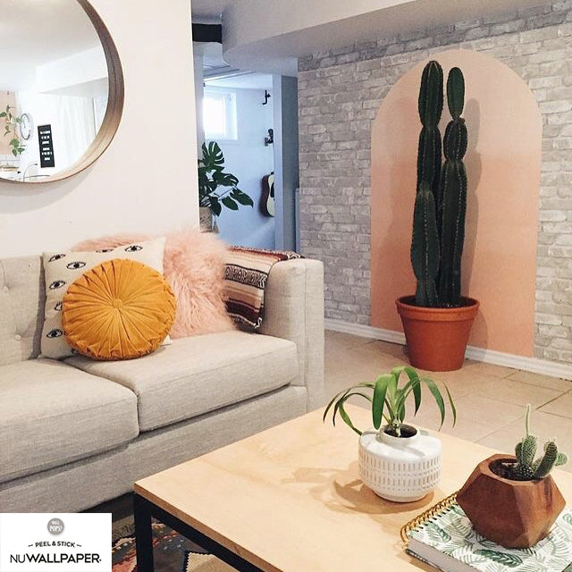 【予約受付】はがせる シール 壁紙 NU WALLPAPER Grey and White Brick Peel And Stick Wallpaper / NU1653(NU3010)