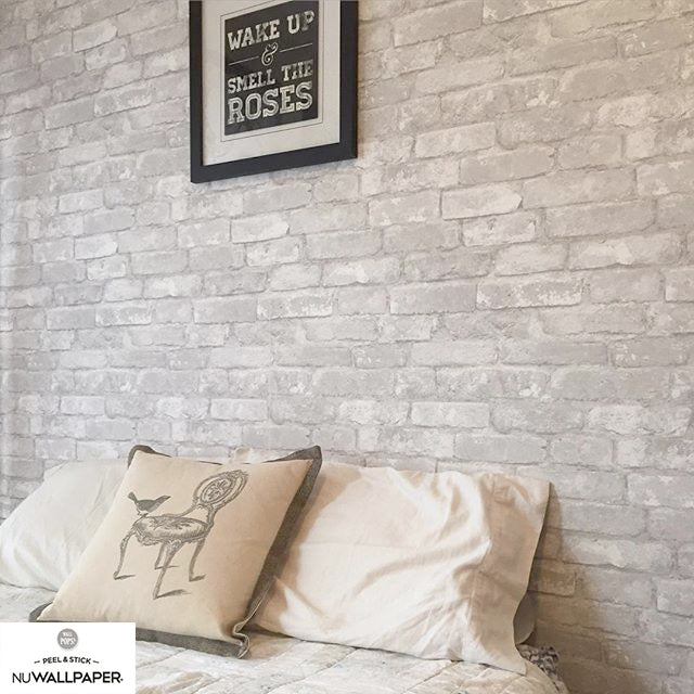 【予約受付】はがせる シール 壁紙 NU WALLPAPER Grey and White Brick Peel And Stick Wallpaper / NU1653(NU3010)