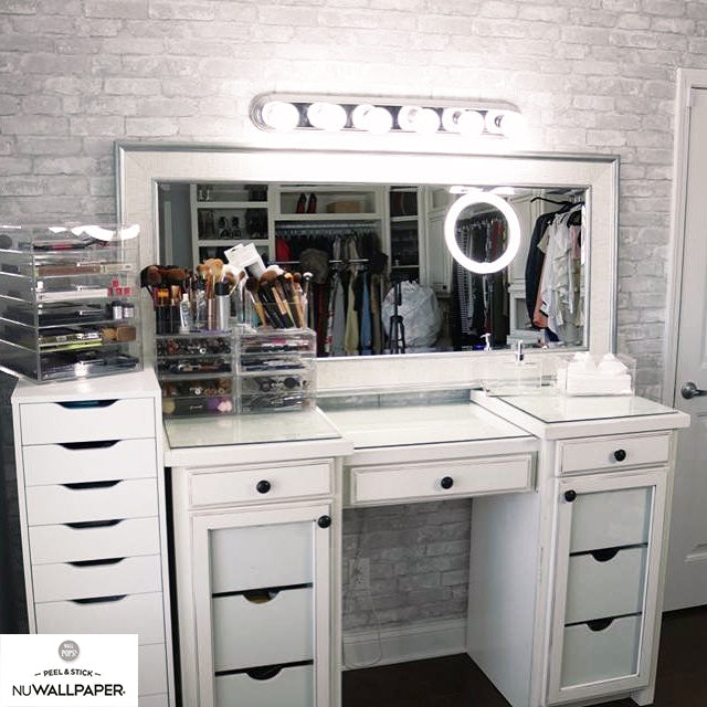 はがせる シール 壁紙 NU WALLPAPER Grey and White Brick Peel And Stick Wallpaper / NU1653(NU3010)