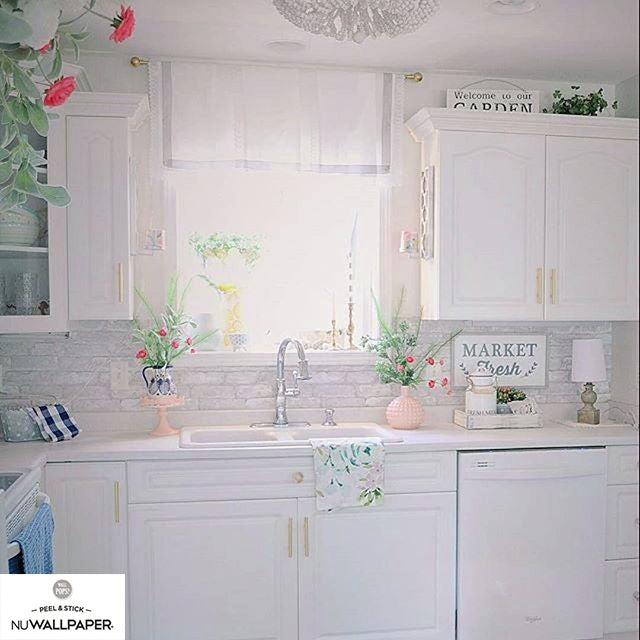 【予約受付】はがせる シール 壁紙 NU WALLPAPER Grey and White Brick Peel And Stick Wallpaper / NU1653(NU3010)