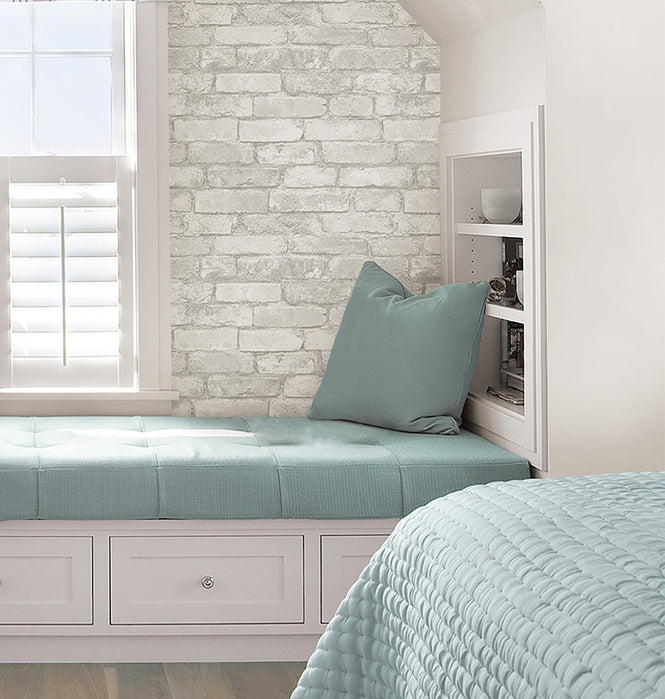 【予約受付】はがせる シール 壁紙 NU WALLPAPER Grey and White Brick Peel And Stick Wallpaper / NU1653(NU3010)