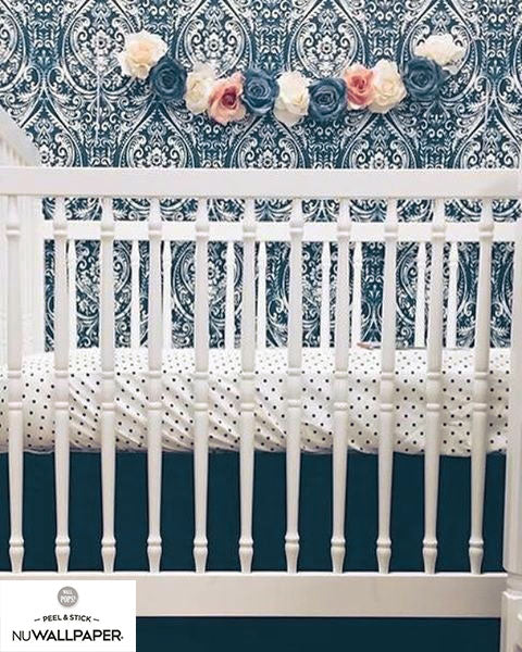 はがせる シール 壁紙 NU WALLPAPER / Bohemian Damask Indigo Peel and Stick Wallpaper / NU1689