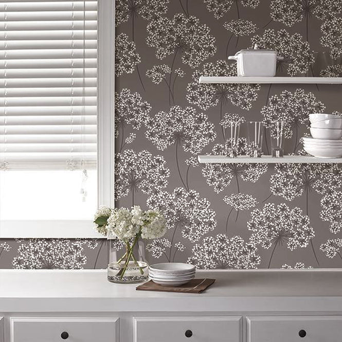 はがせる シール 壁紙 NU WALLPAPER / Angelica Grey Peel And Stick Wallpaper / NU1693