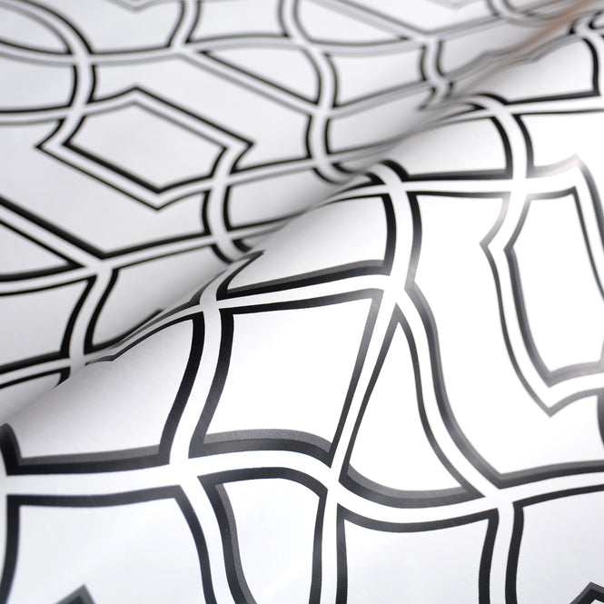 【予約受付】はがせる シール 壁紙 NU WALLPAPER / Uptown Trellis Black/White Peel And Stick Wallpaper / NU1696