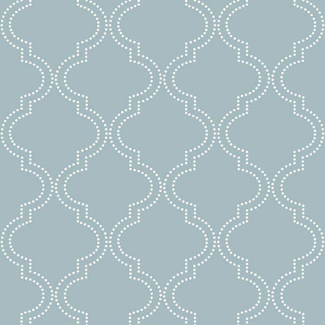 はがせる シール 壁紙 NU WALLPAPER / Slate Blue Quatrefoil Peel And Stick Wallpaper / NU1826