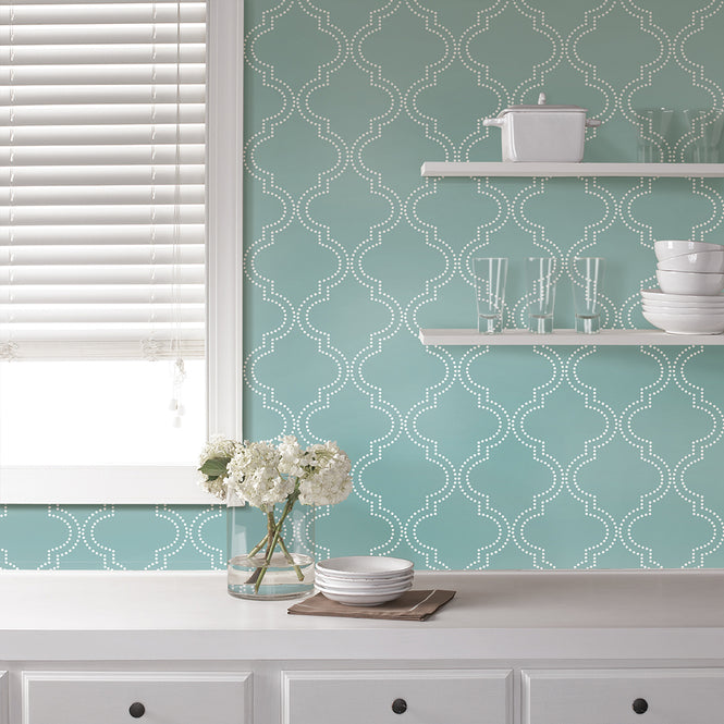 はがせる シール 壁紙 NU WALLPAPER / Slate Blue Quatrefoil Peel And Stick Wallpaper / NU1826