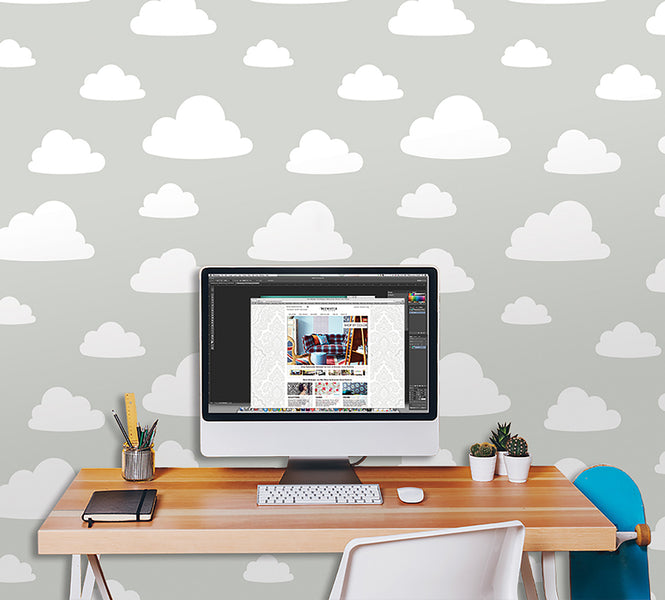 はがせる シール 壁紙 NU WALLPAPER / Clouds Grey Peel and Stick Wallpaper / NU1931