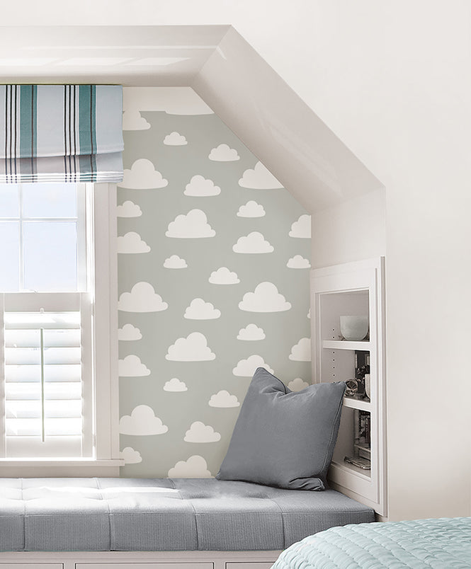 はがせる シール 壁紙 NU WALLPAPER / Clouds Grey Peel and Stick Wallpaper / NU1931