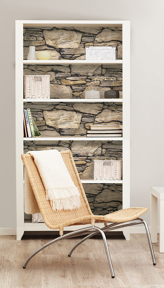 【予約受付】はがせる シール 壁紙 NU WALLPAPER / Hadrian Stone Wall Peel and Stick Wallpaper / NU2065(NUS2065)