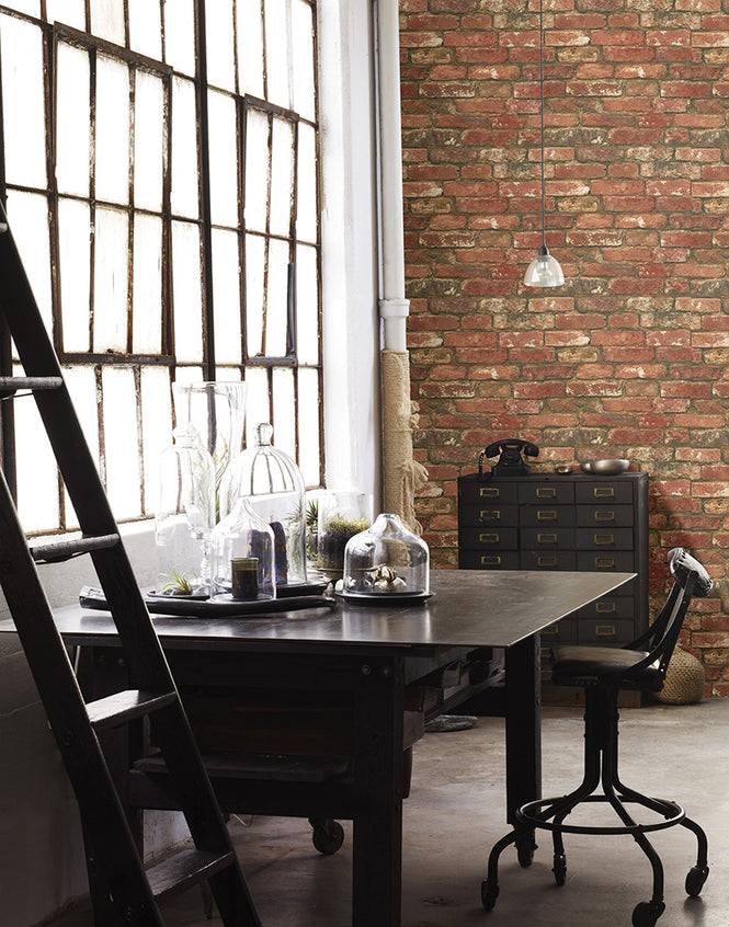 はがせる シール 壁紙 NU WALLPAPER / West End Brick Peel and Stick Wallpaper / NU2214