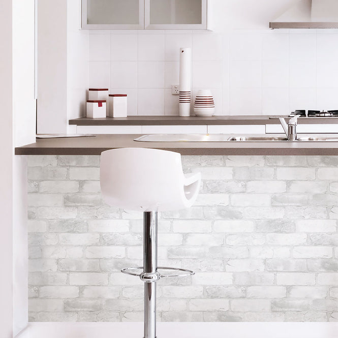 はがせる シール 壁紙 NU WALLPAPER / LOFT WHITE BRICK  Peel And Stick Wallpaper / NU2218