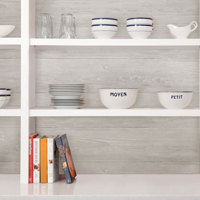 【予約受付】はがせる シール 壁紙 NU WALLPAPER / GREY WOOD PLANK Peel And Stick Wallpaper / NU2397(NUS2397)