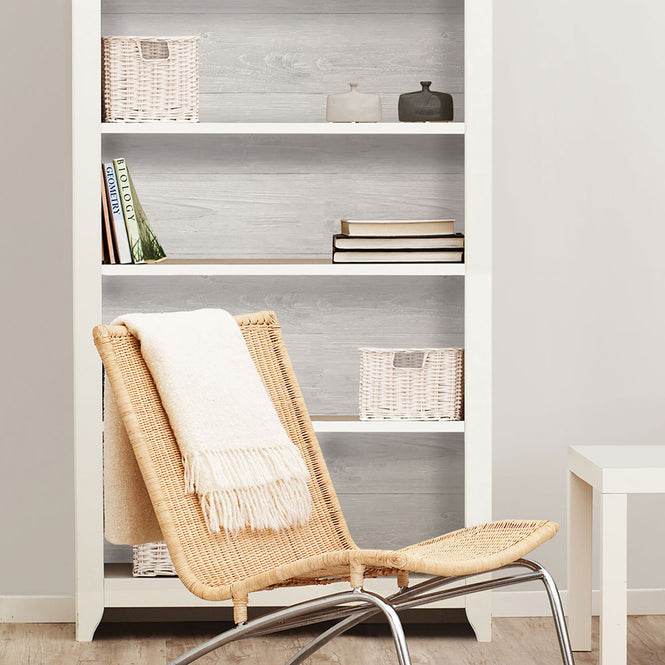 はがせる シール 壁紙 NU WALLPAPER / GREY WOOD PLANK Peel And Stick Wallpaper / NU2397(NUS2397)