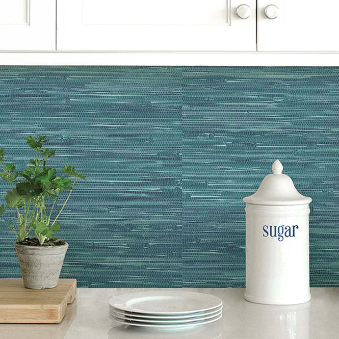 【予約受付】はがせる シール 壁紙 NU WALLPAPER / Navy Grassweave Peel And Stick Wallpaper / NU2874