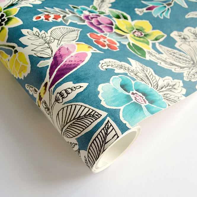 はがせる シール 壁紙 NU WALLPAPER / Summer Love Teal Peel & Stick Wallpaper / NU3037