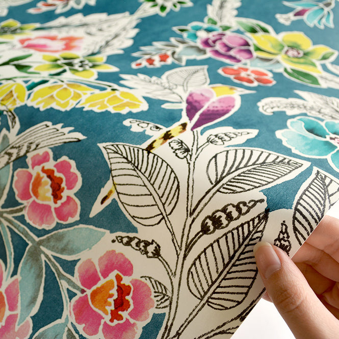 はがせる シール 壁紙 NU WALLPAPER / Summer Love Teal Peel & Stick Wallpaper / NU3037