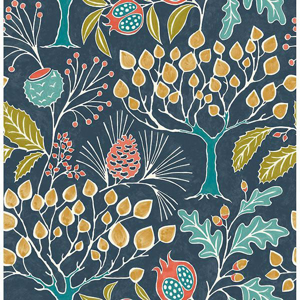 【予約受付】はがせる シール 壁紙 NU WALLPAPER / Groovy Garden Navy Peel & Stick Wallpaper / NU3038