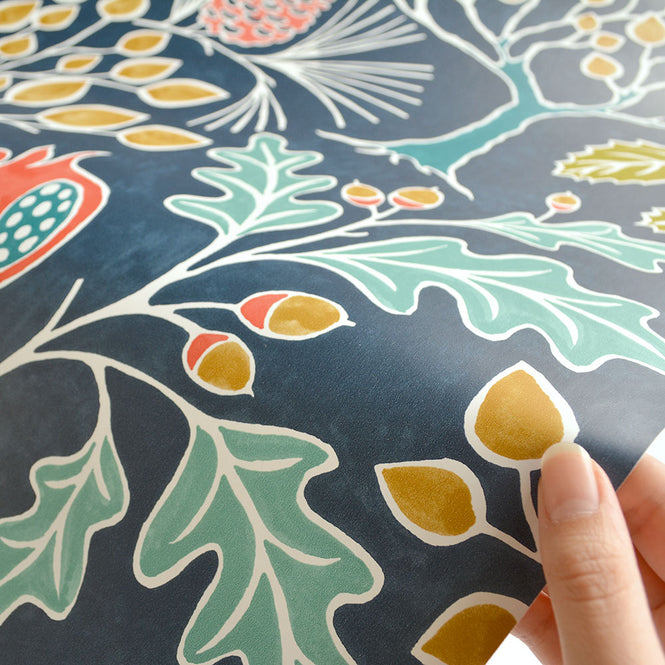 はがせる シール 壁紙 NU WALLPAPER / Groovy Garden Navy Peel & Stick Wallpaper / NU3038