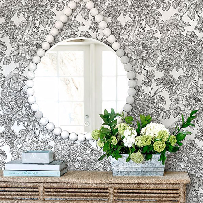 はがせる シール 壁紙 NU WALLPAPER / Black & White Sudbury Peel And Stick Wallpaper / NUS3544