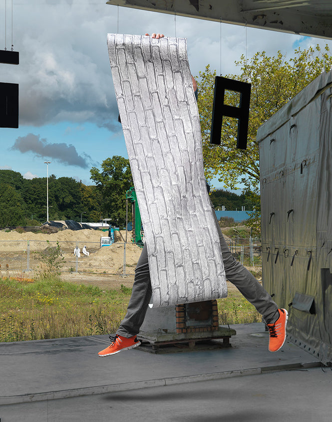 【切売m単位】NLXL Materials Wallpaper by Piet Hein Eek SILVER GREY BRICK WALLPAPER / PHM-34
