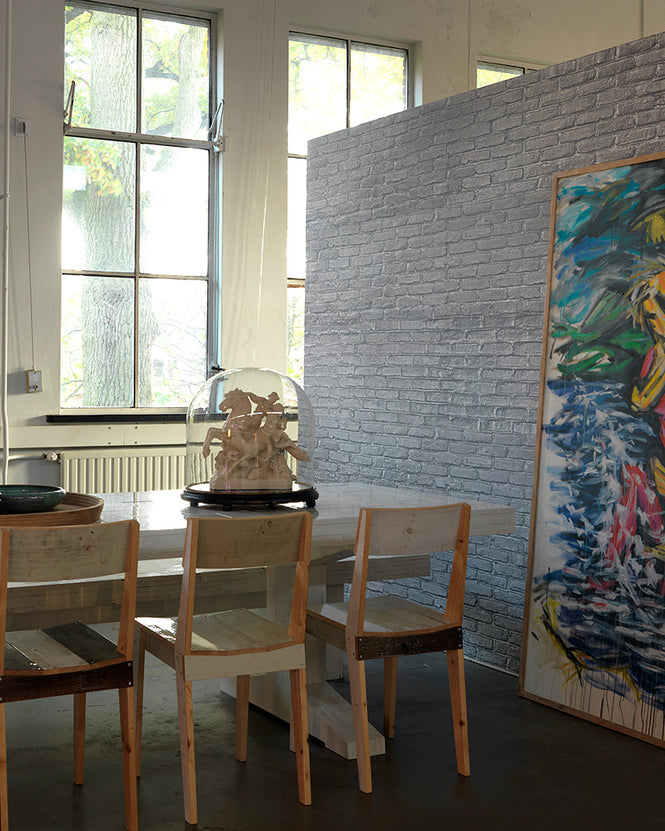 MATERIALS WALLPAPER by Piet Hein Eek SILVER GREY BRICK WALLPAPER / PHM-34