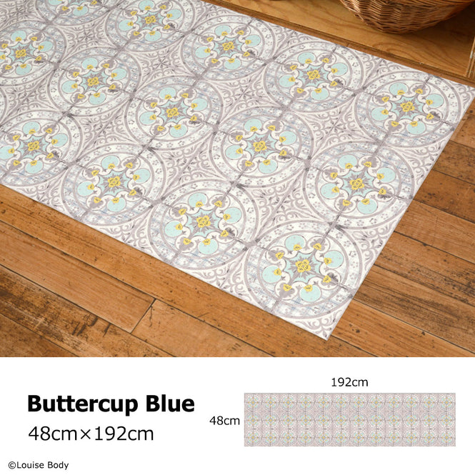 拭ける キッチンマット【Sheete me!】Louise Body / Buttercup Blue(192cm×48cm)