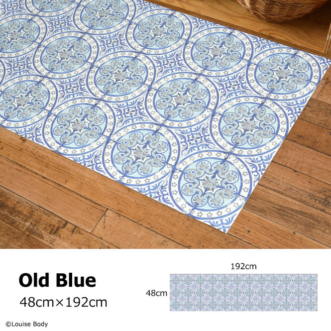 拭ける キッチンマット【Sheete me!】Louise Body / Old Blue(192cm×48cm)