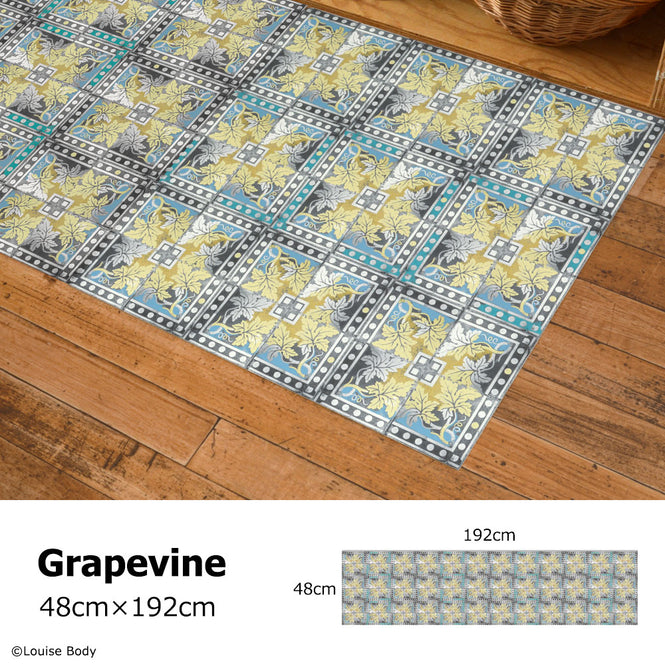拭ける キッチンマット【Sheete me!】Louise Body / Grapevine(192cm×48cm)