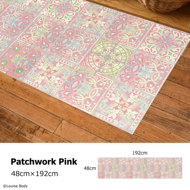 拭ける キッチンマット【Sheete me!】Louise Body / Patchwork Pink(192cm×48cm)