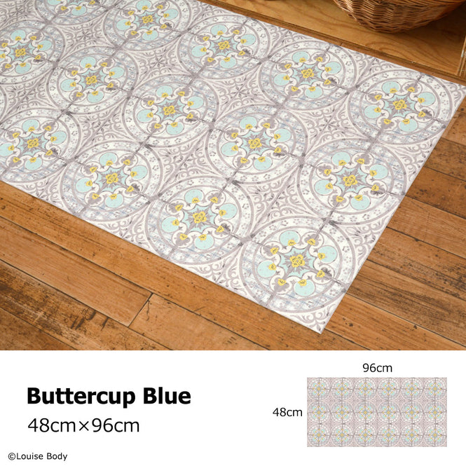 拭ける キッチンマット【Sheete me!】Louise Body / Buttercup Blue(96cm×48cm)