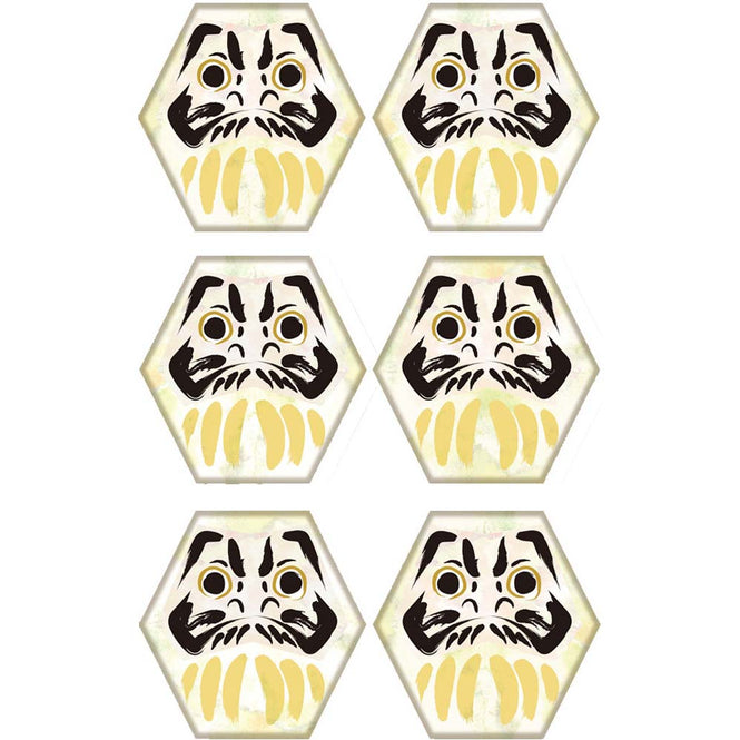 【WALLTZ ステッカー】 ハシジュンコ / Daruma kikko (42x42cmサイズ) 6枚セット Aタイプ 両目目入れ / haku(白)