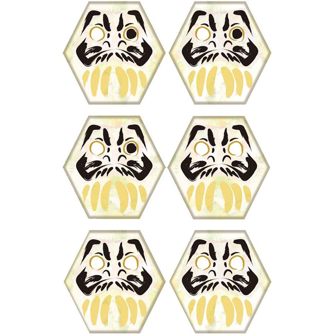 【WALLTZ ステッカー】 ハシジュンコ / Daruma kikko (42x42cmサイズ) 6枚セット Cタイプ 片目目入れ/目入れなし / haku(白)