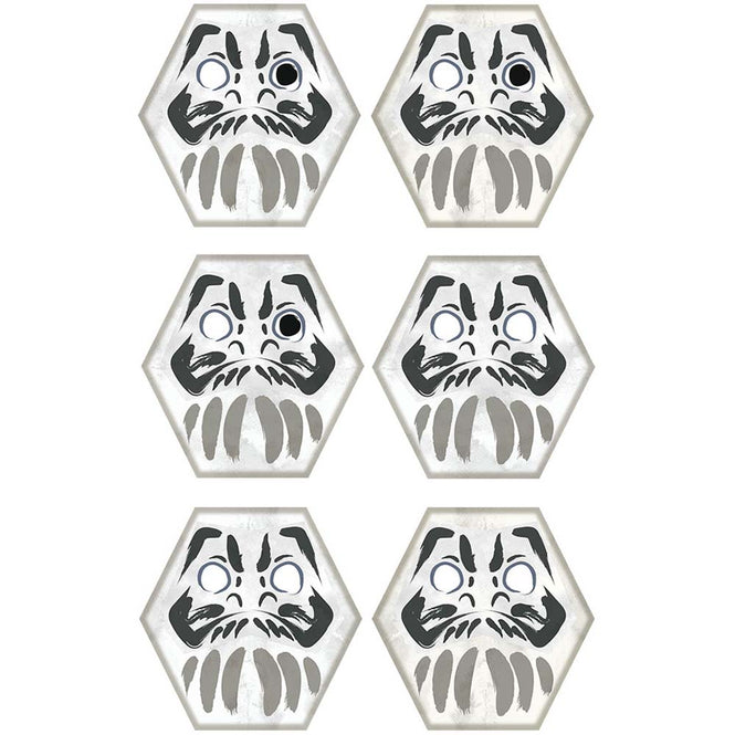 【WALLTZ ステッカー】 ハシジュンコ / Daruma kikko (42x42cmサイズ) 6枚セット Cタイプ 片目目入れ/目入れなし / sumi(墨)