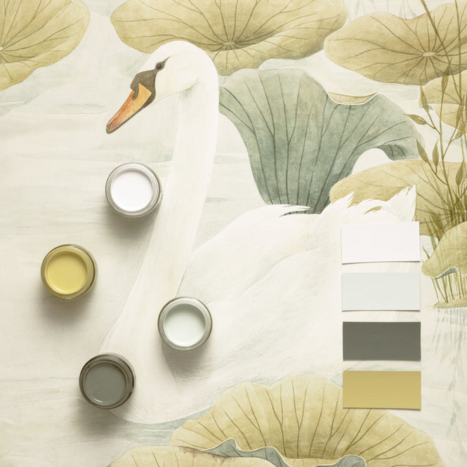 Sian Zeng / Swan Lake Mural Wallpaper / Green SwanGreen 【3パネル1セット】