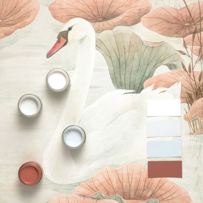Sian Zeng / Swan Lake Mural Wallpaper / Terracotta SwanTerracotta 【3パネル1セット】