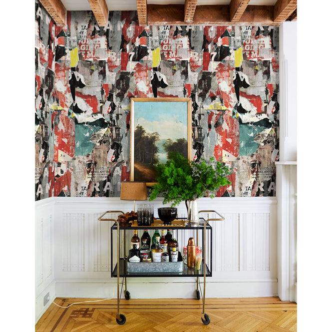 はがせる シール壁紙 wallshoppe / Sidewalk-Red