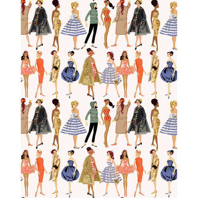 はがせる シール壁紙 wallshoppe / Barbie x wallshoppe / Vintage Illustration Cream
