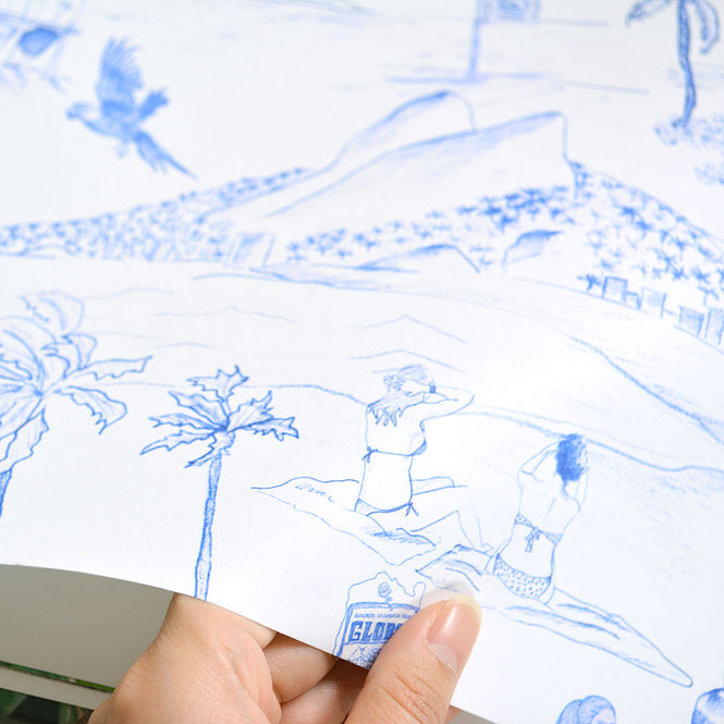 KARIOKAS / IPANEMA Blue Toile WallP-IPA-Blue-01